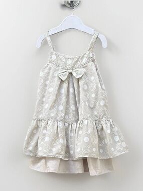 NEIGE Beige & White Polka Dot Bow Sundress